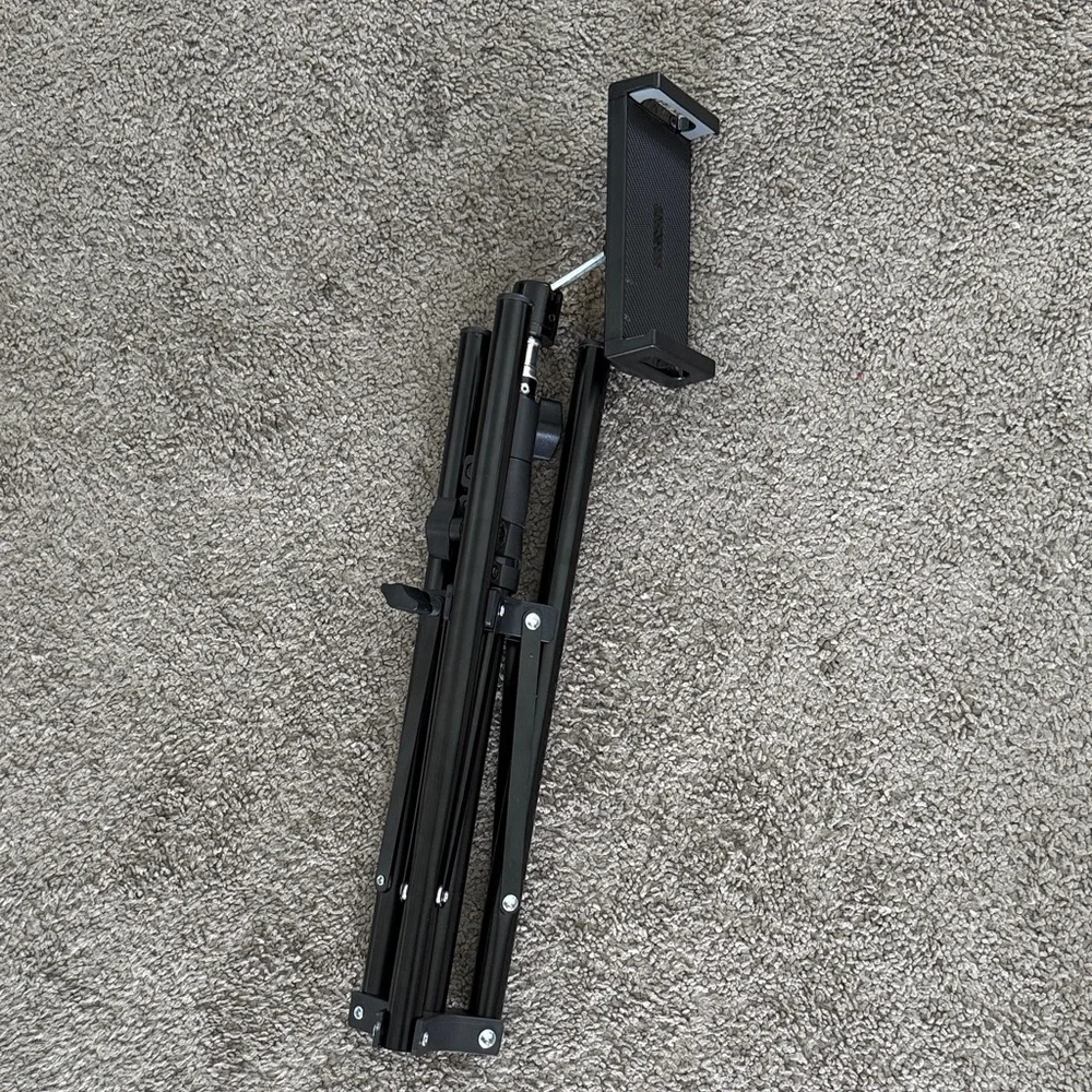 Foldable Black Tripod Stand with Phone Mount